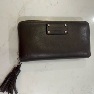 Vintage Kate Spade Dark Brown Zip around Leather Wallet